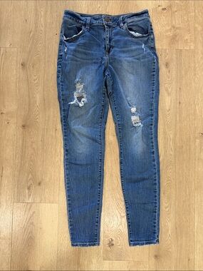 Maurices Blue Distressed Skinny Jeans